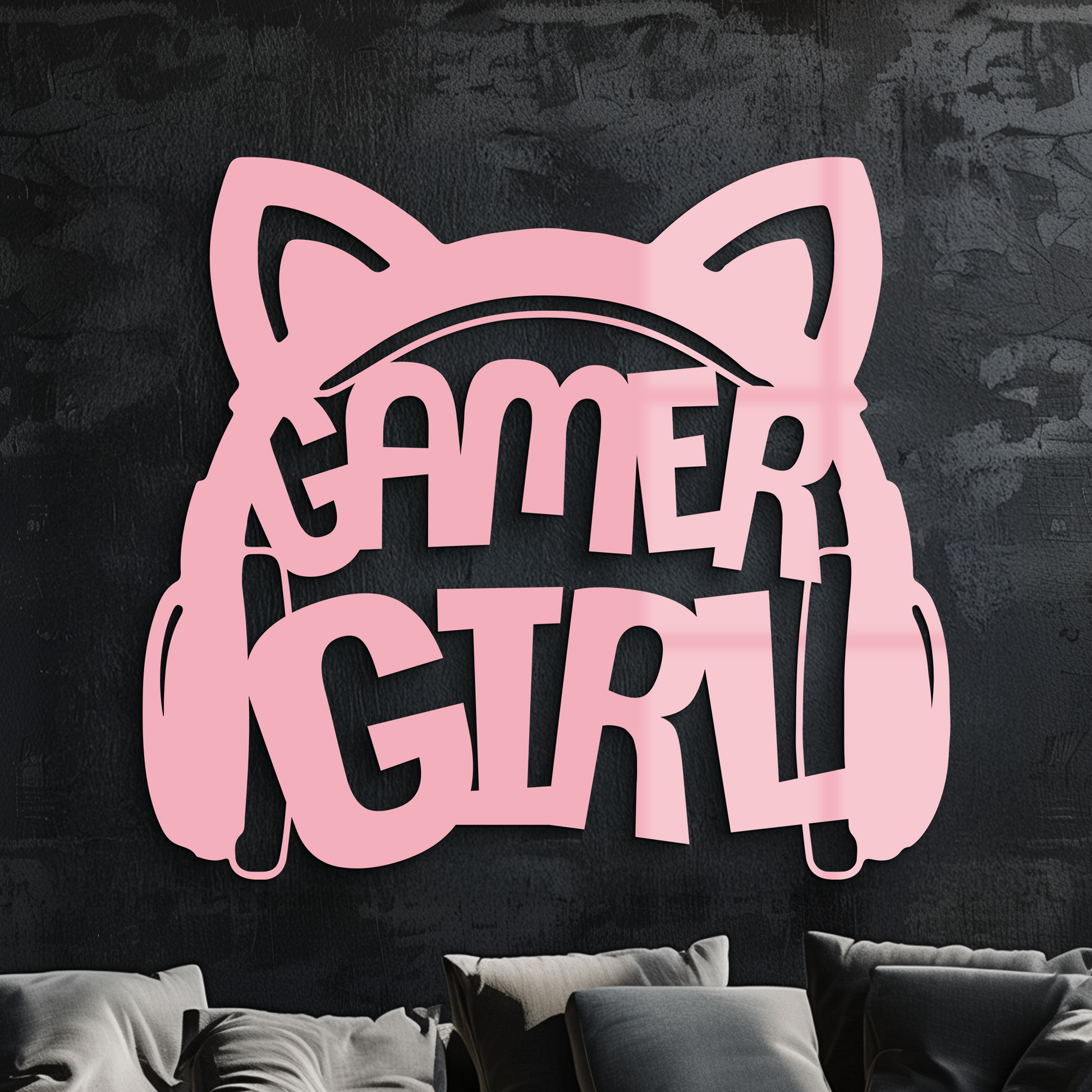 Pink Gamer Girl Metal Wall Art – Playful Gaming Headset Design - KAFGP010 - Tampa Home & Garden Store