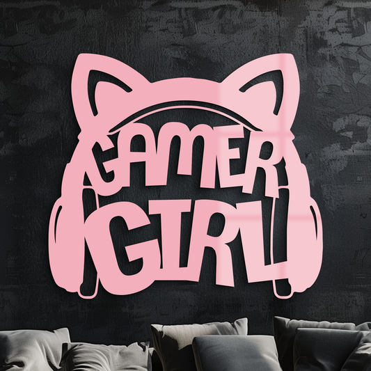 Pink Gamer Girl Metal Wall Art – Playful Gaming Headset Design - KAFGP010 - Tampa Home & Garden Store