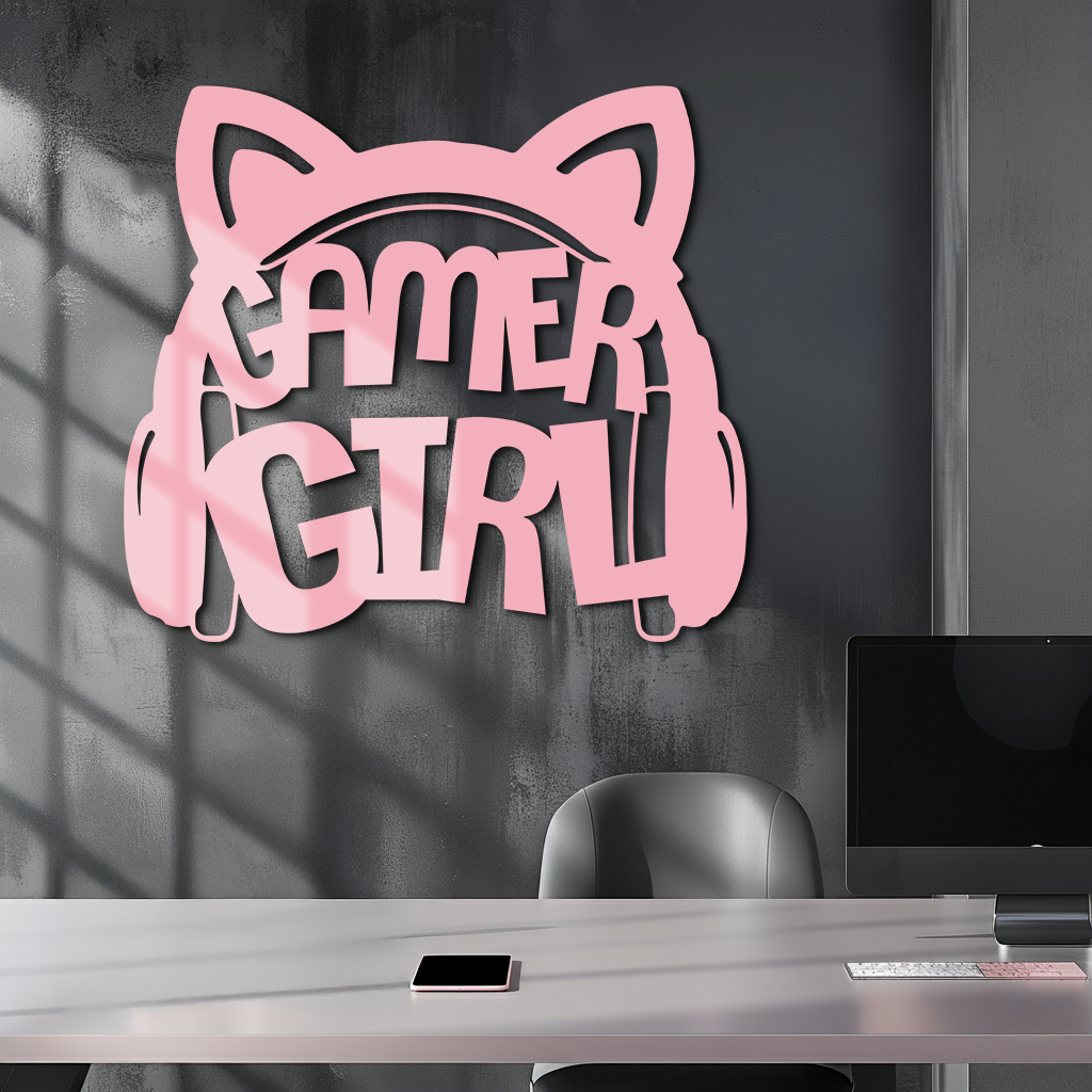 Pink Gamer Girl Metal Wall Art – Playful Gaming Headset Design - KAFGP010 - Tampa Home & Garden Store