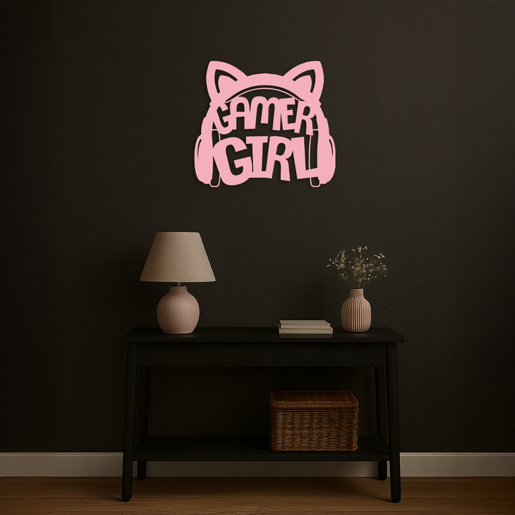 Pink Gamer Girl Metal Wall Art – Playful Gaming Headset Design - KAFGP010 - Tampa Home & Garden Store