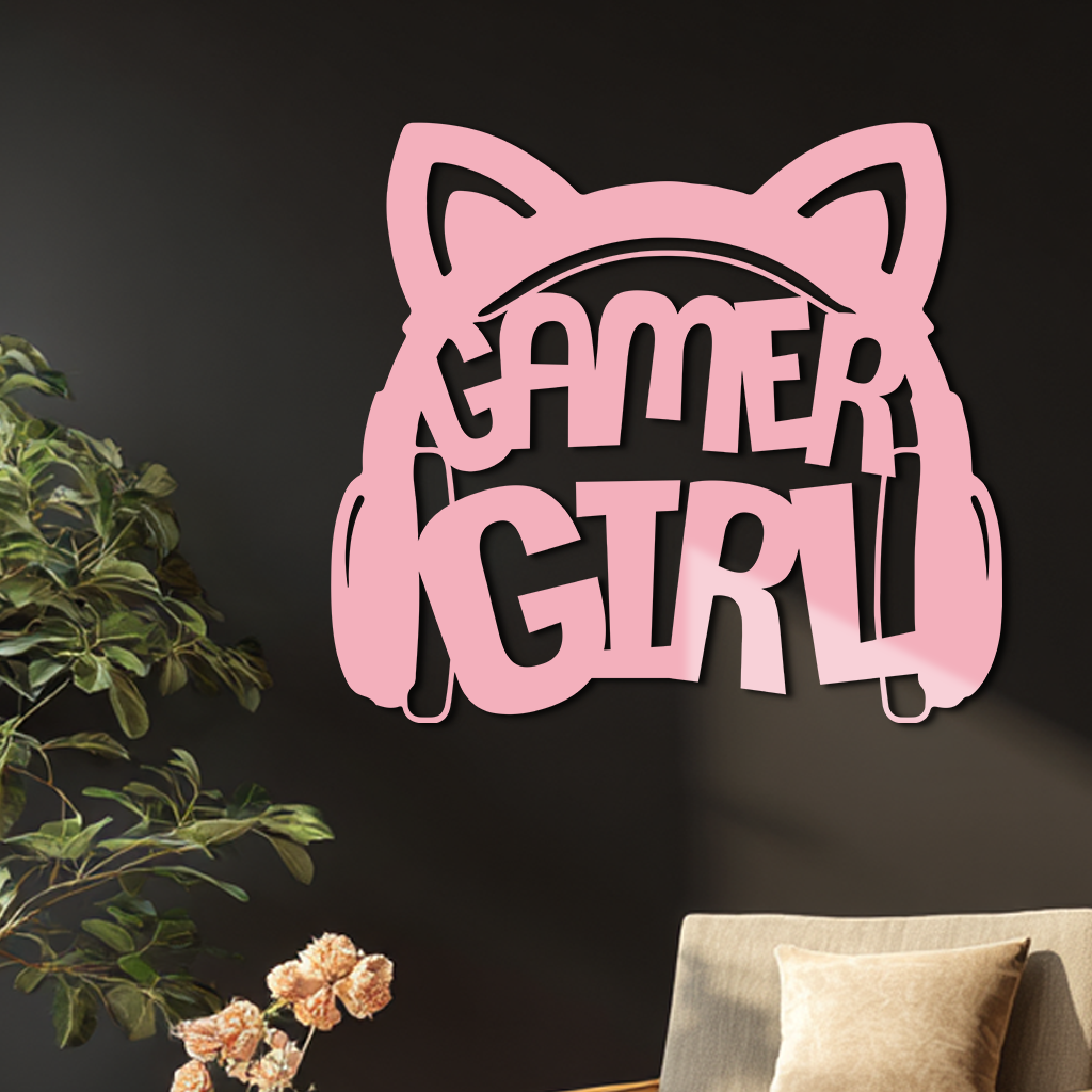 Pink Gamer Girl Metal Wall Art – Playful Gaming Headset Design - KAFGP010 - Tampa Home & Garden Store