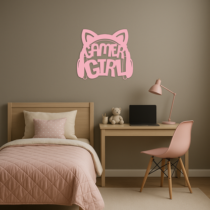 Pink Gamer Girl Metal Wall Art – Playful Gaming Headset Design - KAFGP010 - Tampa Home & Garden Store