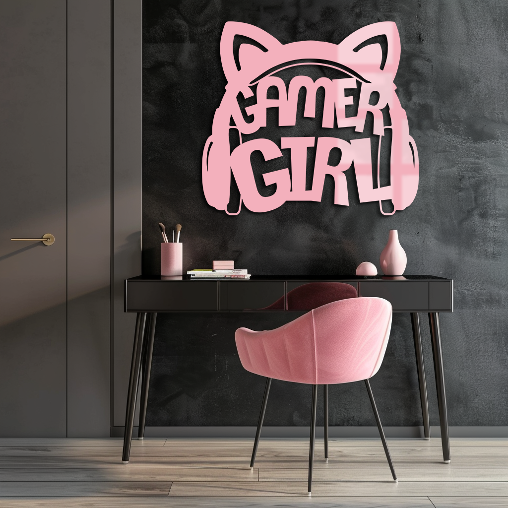 Pink Gamer Girl Metal Wall Art – Playful Gaming Headset Design - KAFGP010 - Tampa Home & Garden Store