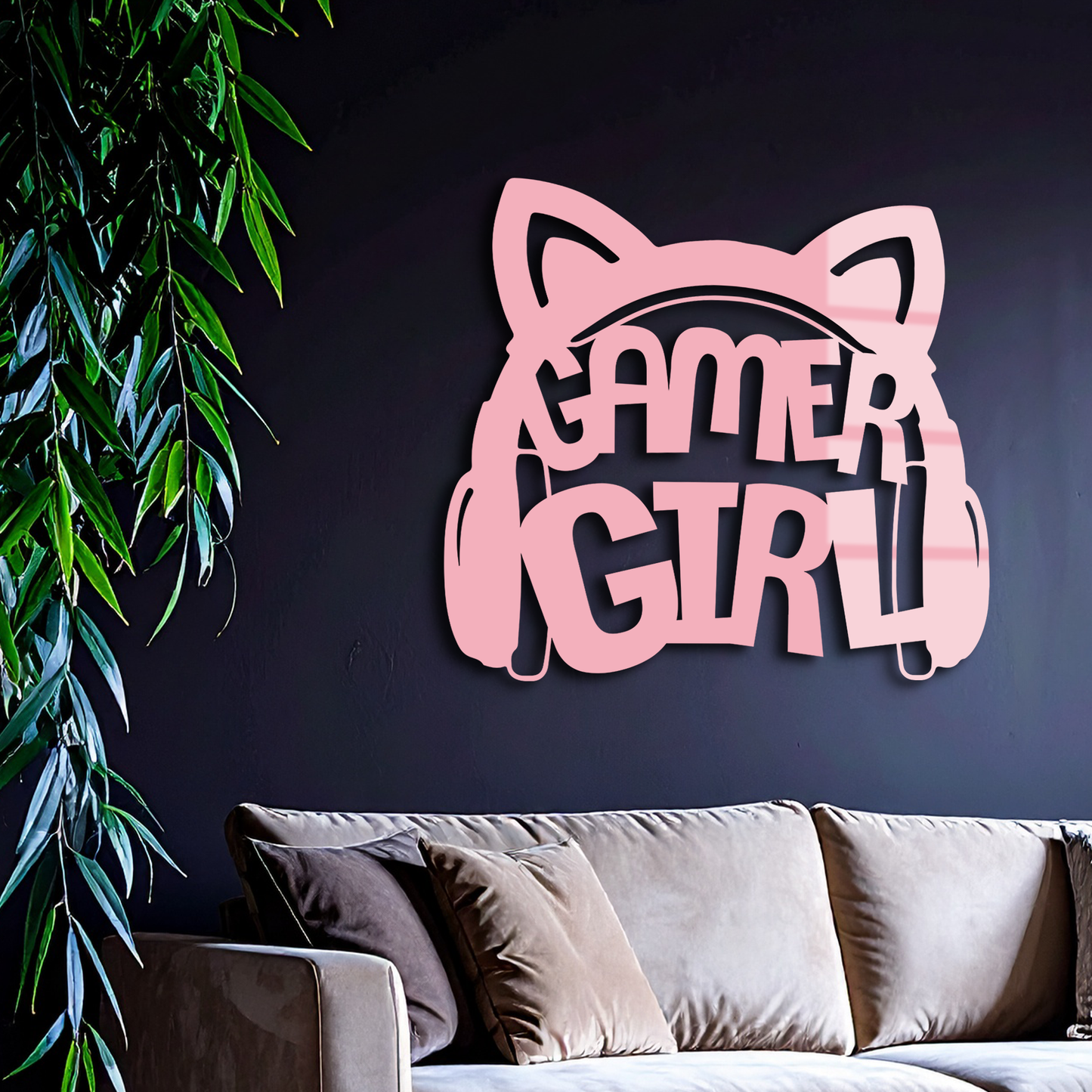 Pink Gamer Girl Metal Wall Art – Playful Gaming Headset Design - KAFGP010 - Tampa Home & Garden Store