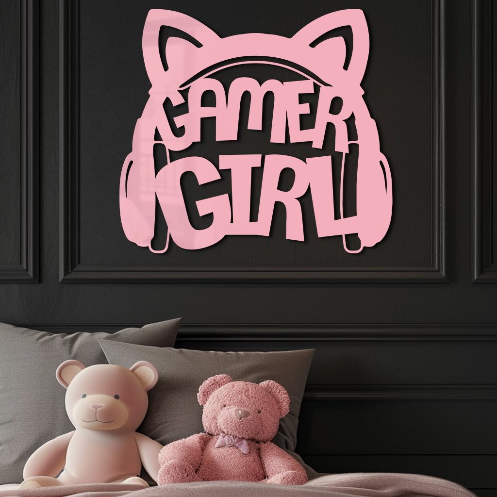 Pink Gamer Girl Metal Wall Art – Playful Gaming Headset Design - KAFGP010 - Tampa Home & Garden Store