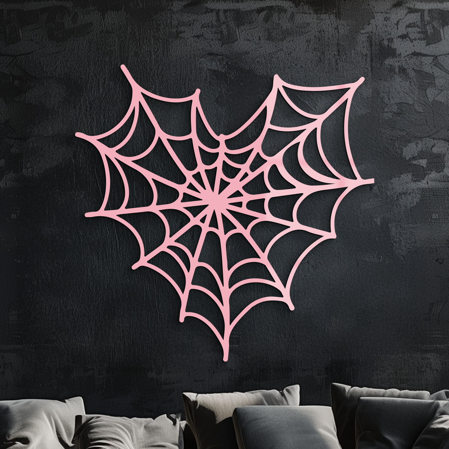 Pink Heart Spider Web Metal Wall Art – Gothic Romantic Decor - KAFGP018 - Tampa Home & Garden Store