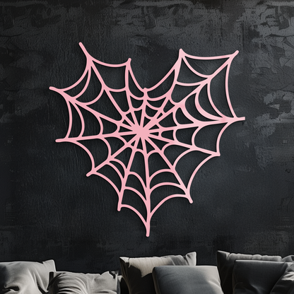Pink Heart Spider Web Metal Wall Art – Gothic Romantic Decor - KAFGP018 - Tampa Home & Garden Store