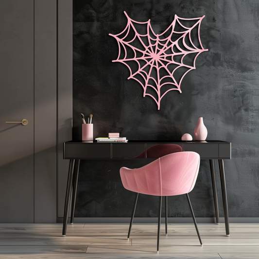 Pink Heart Spider Web Metal Wall Art – Gothic Romantic Decor - KAFGP018 - Tampa Home & Garden Store