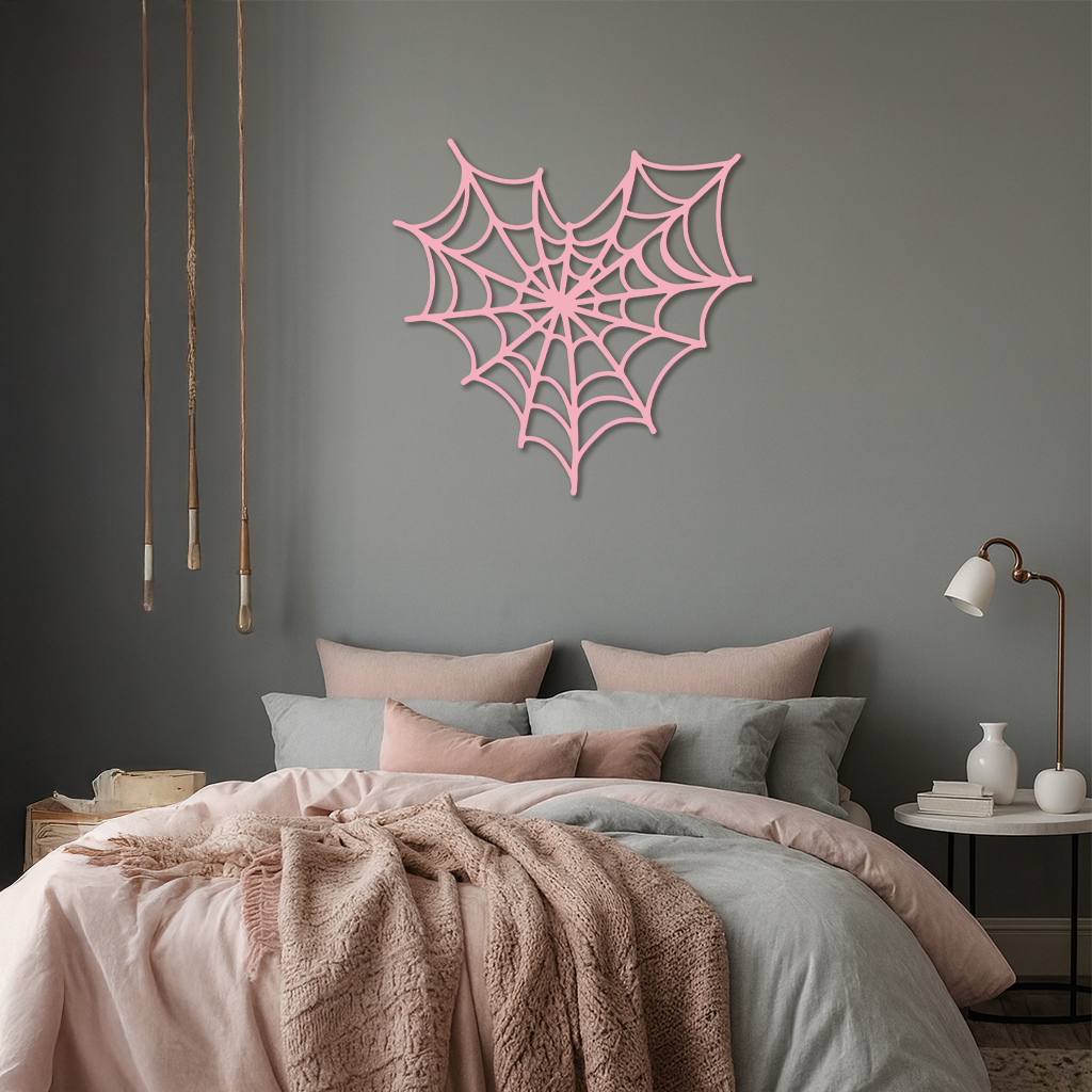 Pink Heart Spider Web Metal Wall Art – Gothic Romantic Decor - KAFGP018 - Tampa Home & Garden Store