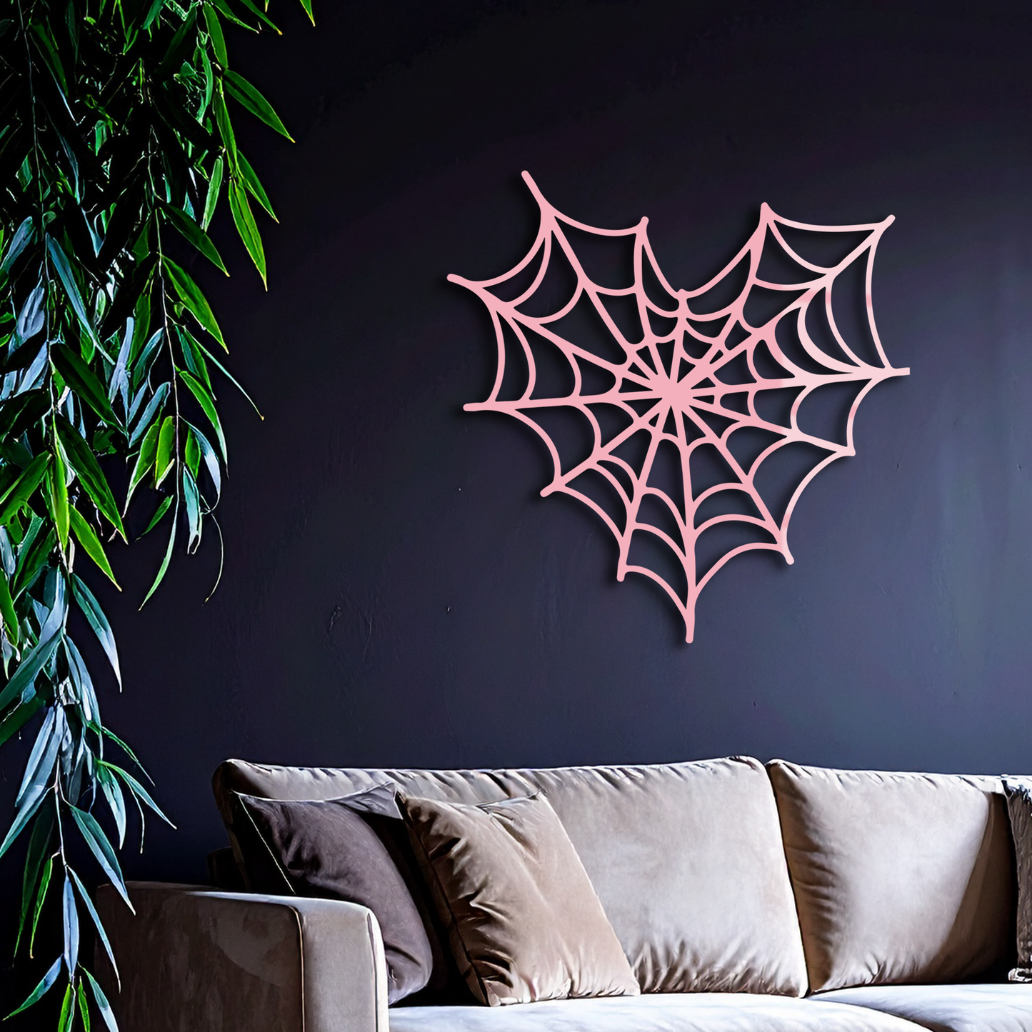 Pink Heart Spider Web Metal Wall Art – Gothic Romantic Decor - KAFGP018 - Tampa Home & Garden Store