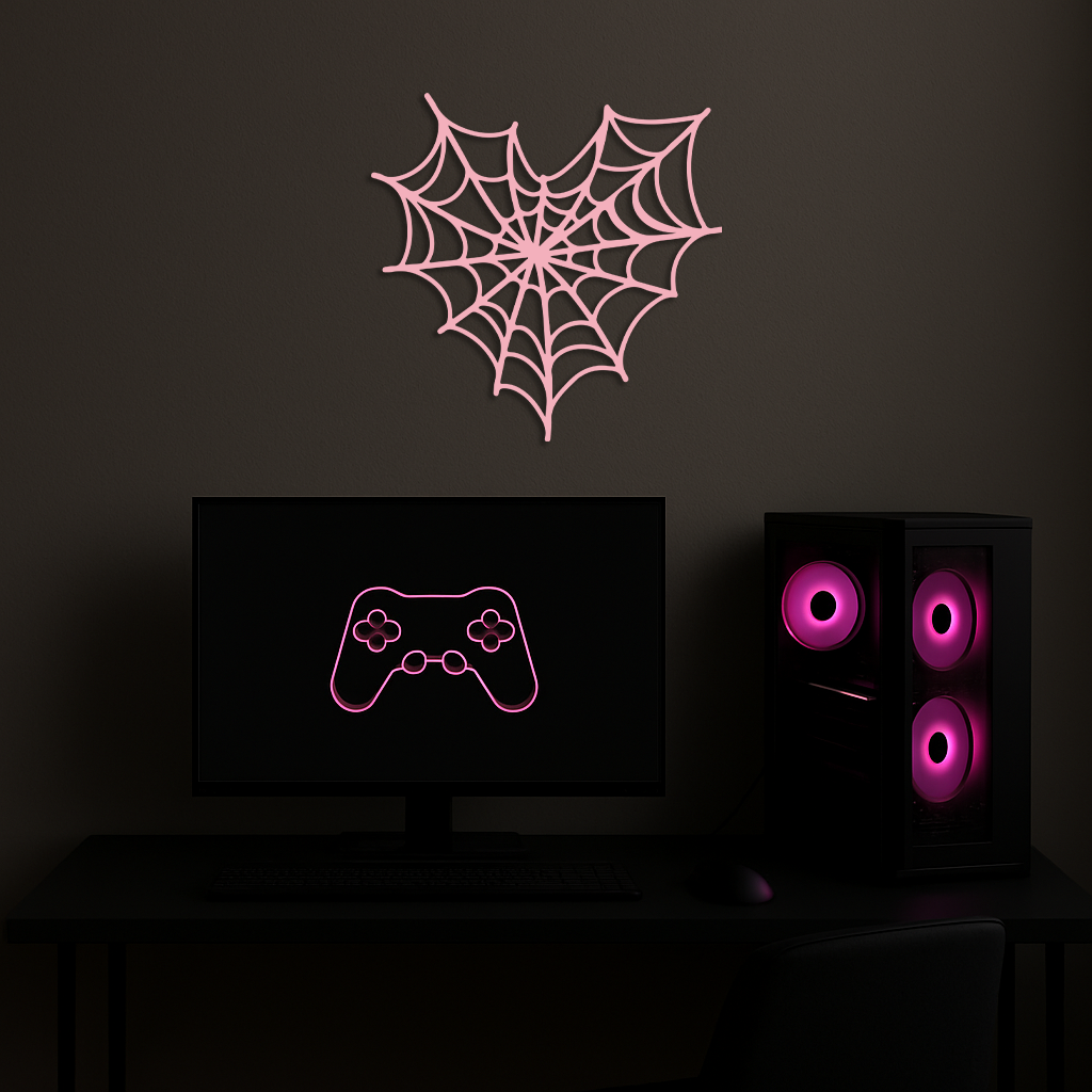 Pink Heart Spider Web Metal Wall Art – Gothic Romantic Decor - KAFGP018 - Tampa Home & Garden Store