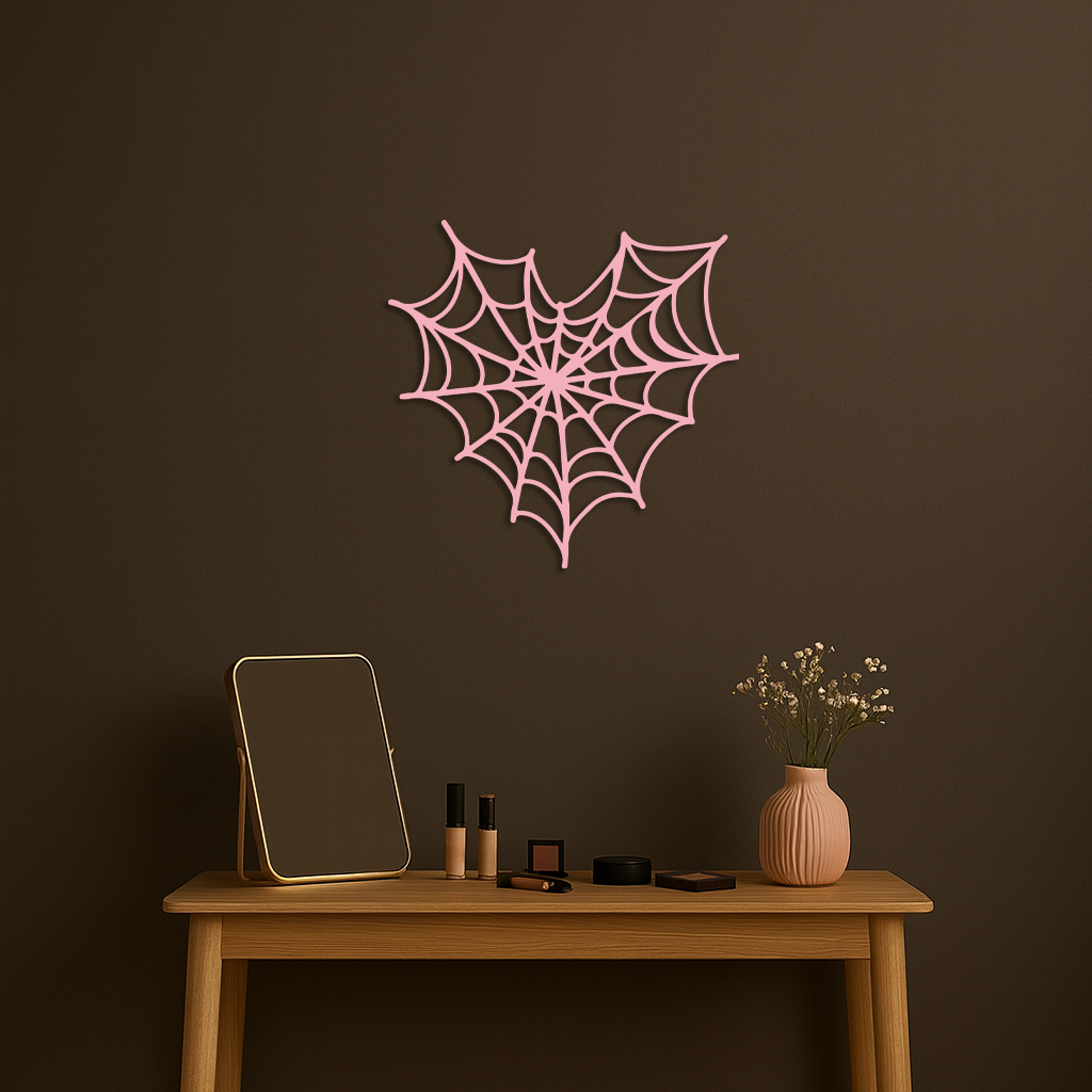 Pink Heart Spider Web Metal Wall Art – Gothic Romantic Decor - KAFGP018 - Tampa Home & Garden Store