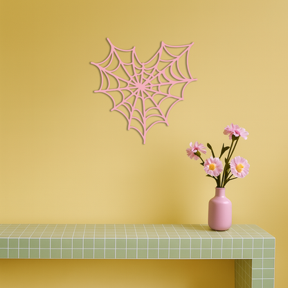 Pink Heart Spider Web Metal Wall Art – Gothic Romantic Decor - KAFGP018 - Tampa Home & Garden Store