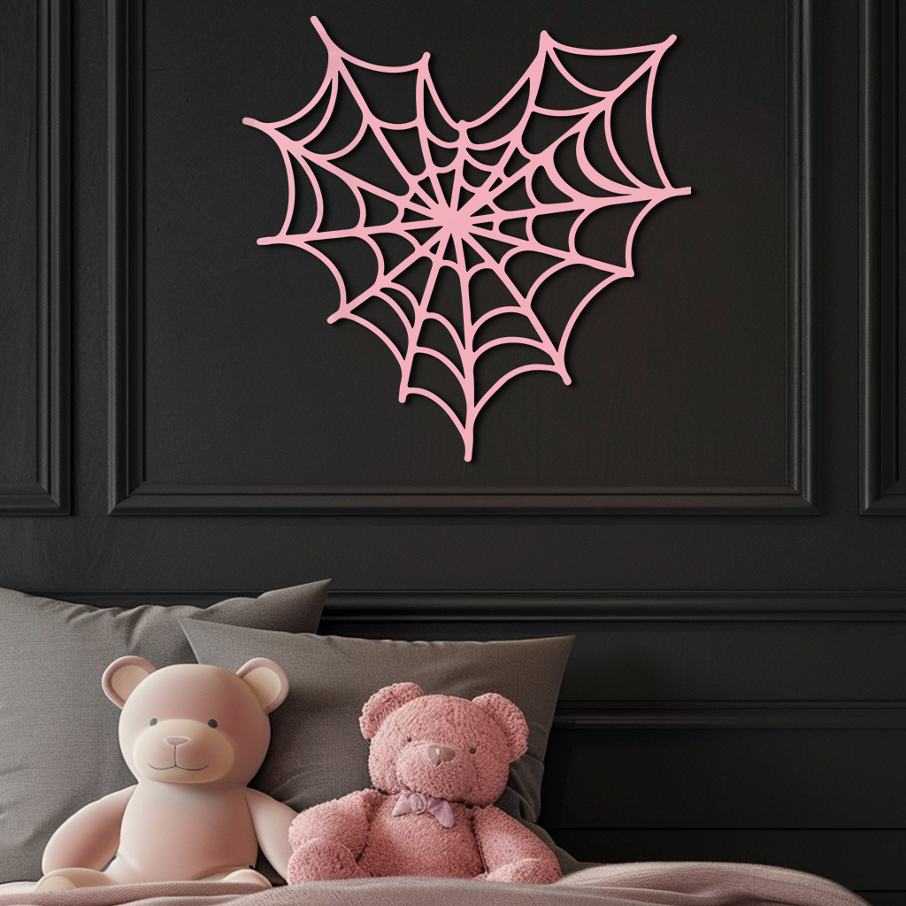 Pink Heart Spider Web Metal Wall Art – Gothic Romantic Decor - KAFGP018 - Tampa Home & Garden Store