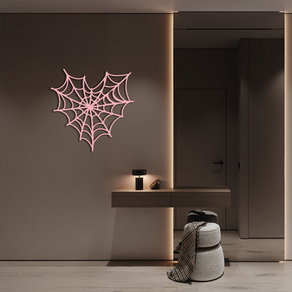 Pink Heart Spider Web Metal Wall Art – Gothic Romantic Decor - KAFGP018 - Tampa Home & Garden Store