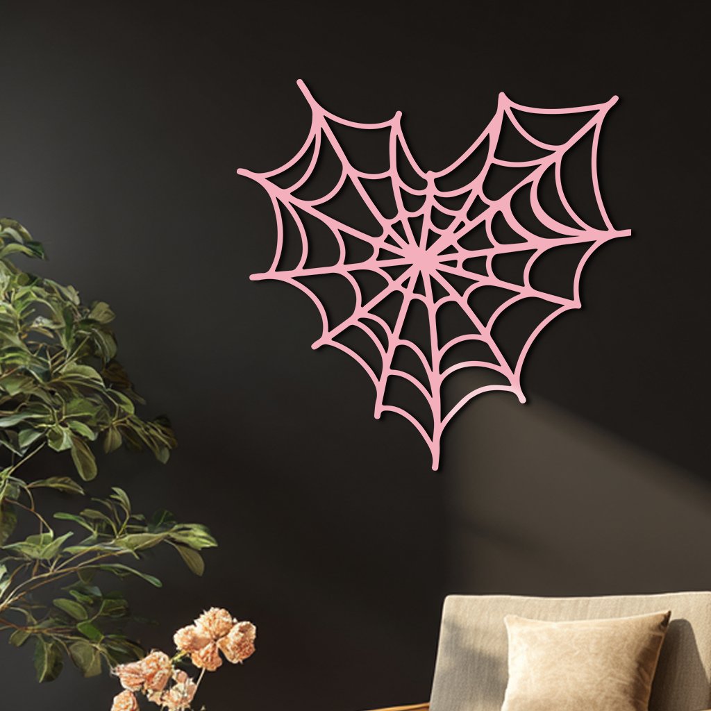Pink Heart Spider Web Metal Wall Art – Gothic Romantic Decor - KAFGP018 - Tampa Home & Garden Store