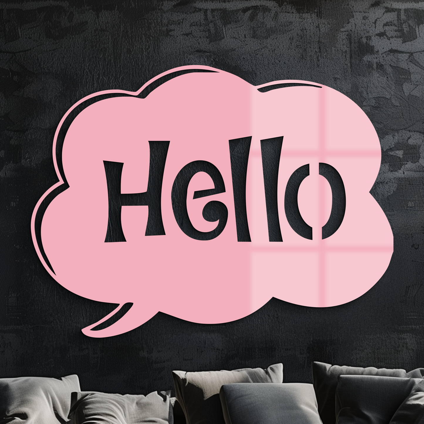 Pink Hello Speech Bubble Metal Wall Art – Playful Greeting Sign - KAFGP011 - Tampa Home & Garden Store
