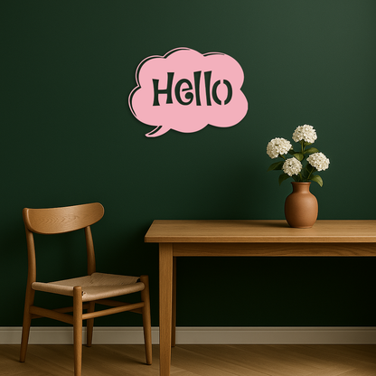 Pink Hello Speech Bubble Metal Wall Art – Playful Greeting Sign - KAFGP011 - Tampa Home & Garden Store