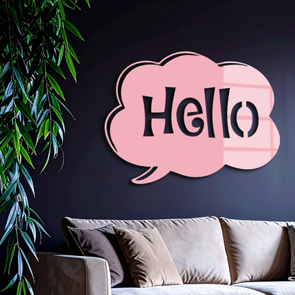 Pink Hello Speech Bubble Metal Wall Art – Playful Greeting Sign - KAFGP011 - Tampa Home & Garden Store