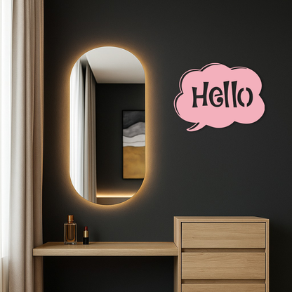 Pink Hello Speech Bubble Metal Wall Art – Playful Greeting Sign - KAFGP011 - Tampa Home & Garden Store