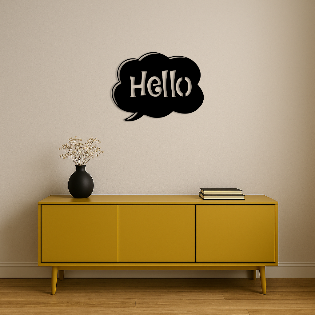 Pink Hello Speech Bubble Metal Wall Art – Playful Greeting Sign - KAFGP011 - Tampa Home & Garden Store