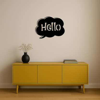 Pink Hello Speech Bubble Metal Wall Art – Playful Greeting Sign - KAFGP011 - Tampa Home & Garden Store