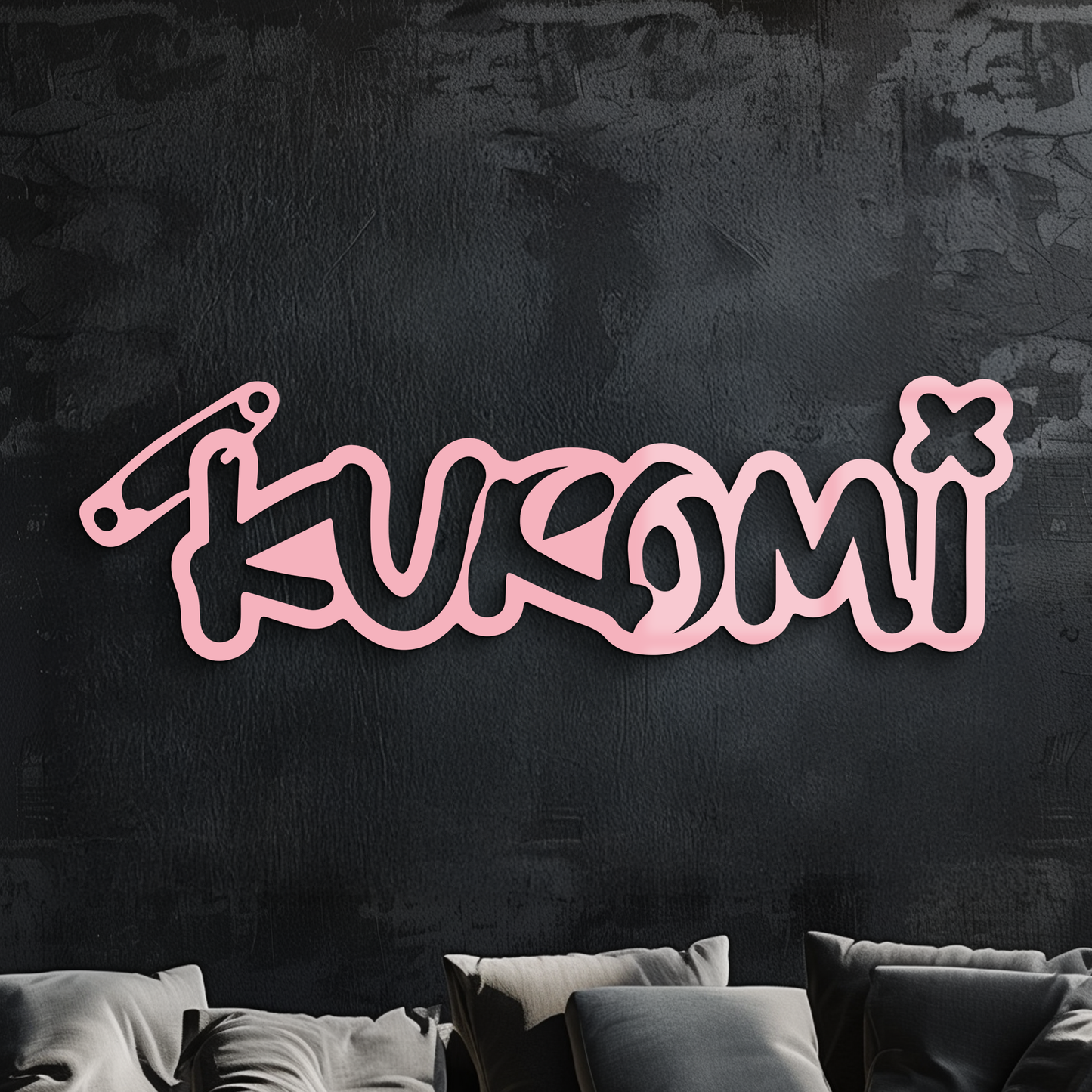 Pink Kuromi Metal Wall Art – Playful Character Typography Decor - KAFGP012 - Tampa Home & Garden Store