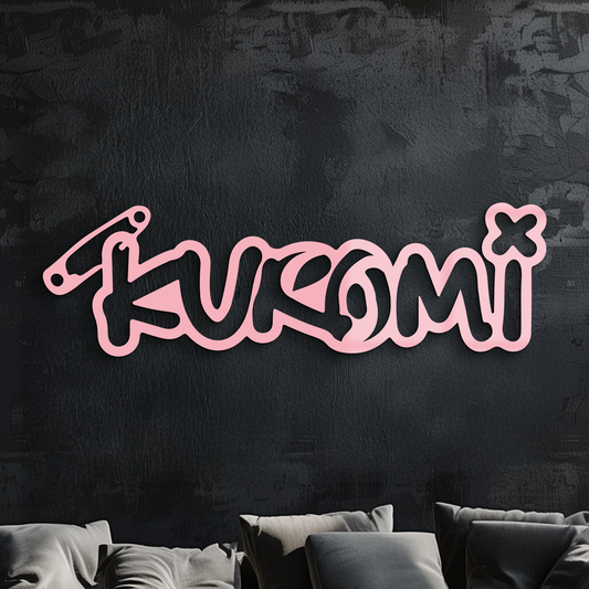 Pink Kuromi Metal Wall Art – Playful Character Typography Decor - KAFGP012 - Tampa Home & Garden Store