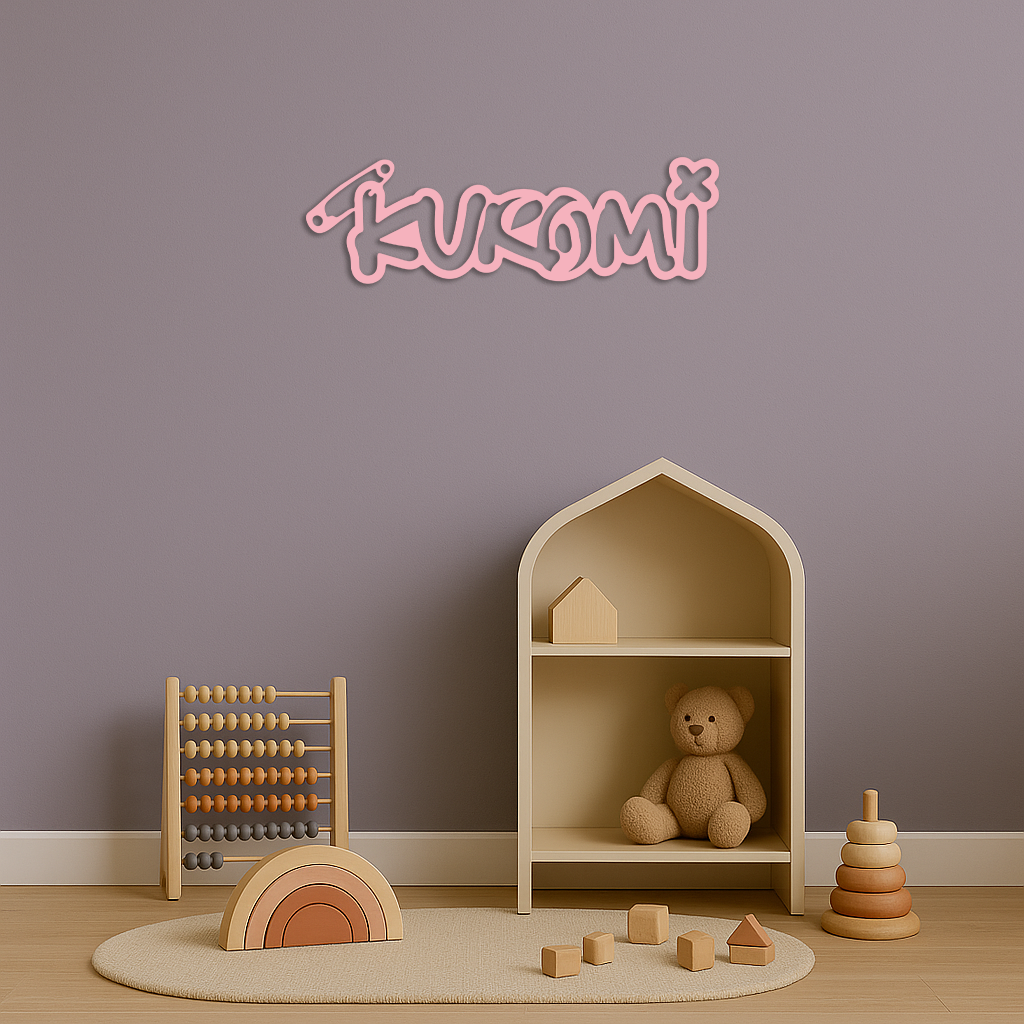 Pink Kuromi Metal Wall Art – Playful Character Typography Decor - KAFGP012 - Tampa Home & Garden Store