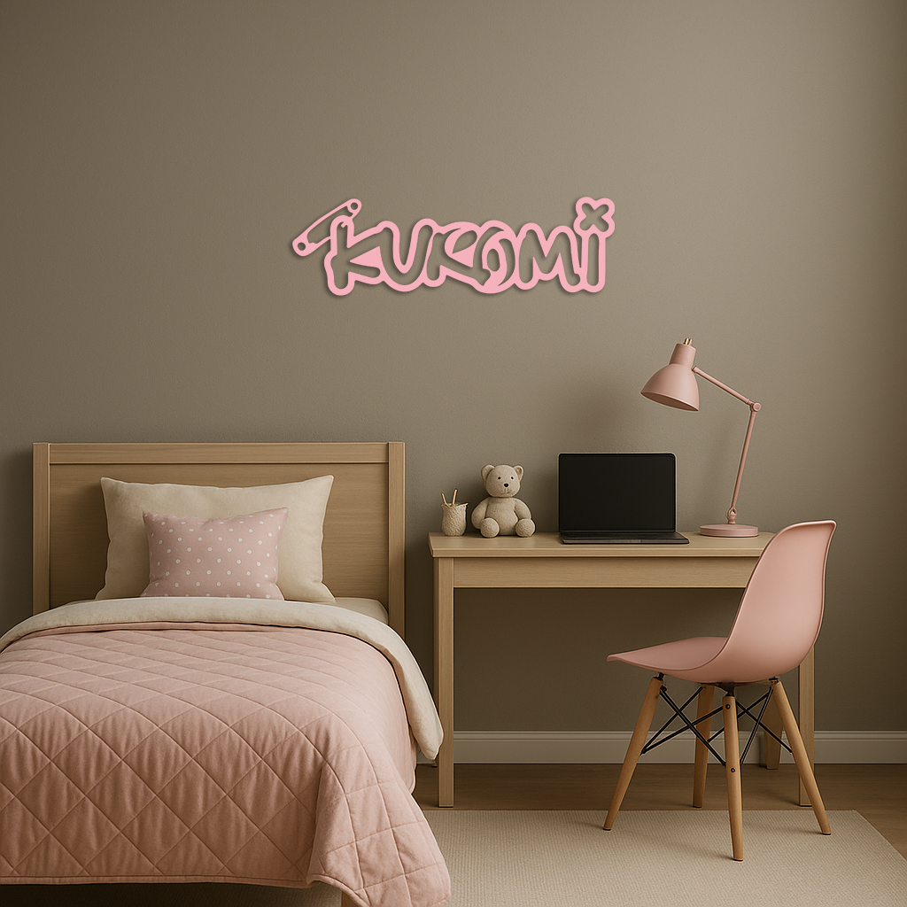 Pink Kuromi Metal Wall Art – Playful Character Typography Decor - KAFGP012 - Tampa Home & Garden Store