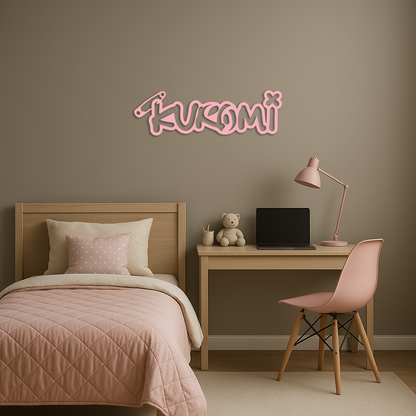 Pink Kuromi Metal Wall Art – Playful Character Typography Decor - KAFGP012 - Tampa Home & Garden Store