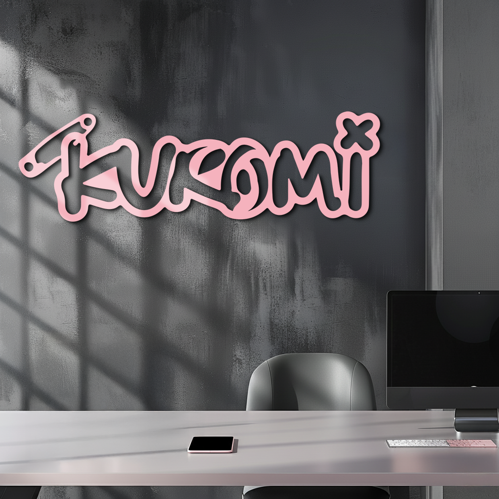 Pink Kuromi Metal Wall Art – Playful Character Typography Decor - KAFGP012 - Tampa Home & Garden Store