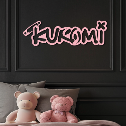 Pink Kuromi Metal Wall Art – Playful Character Typography Decor - KAFGP012 - Tampa Home & Garden Store