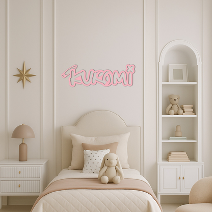 Pink Kuromi Metal Wall Art – Playful Character Typography Decor - KAFGP012 - Tampa Home & Garden Store