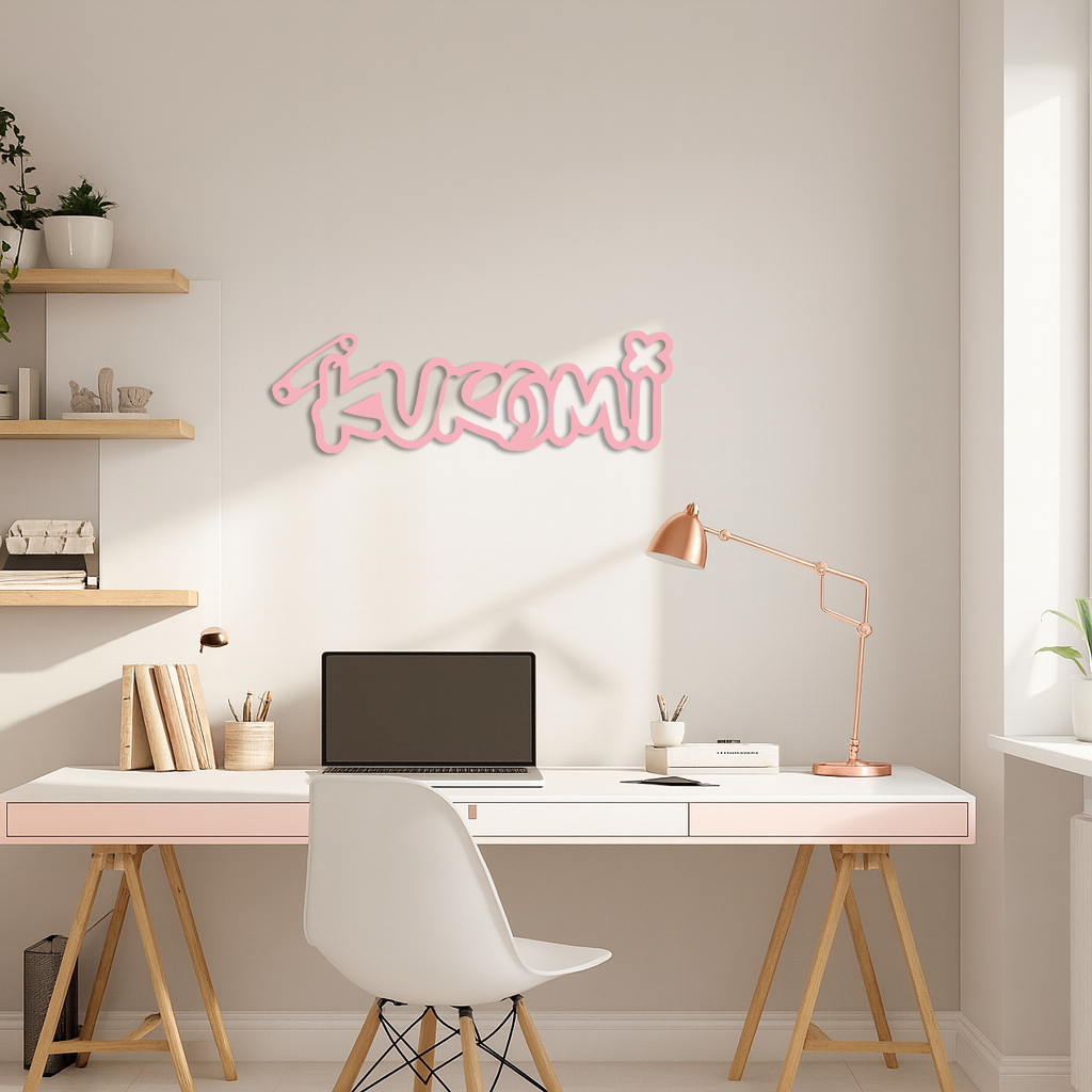 Pink Kuromi Metal Wall Art – Playful Character Typography Decor - KAFGP012 - Tampa Home & Garden Store