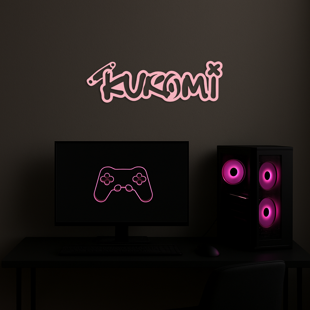 Pink Kuromi Metal Wall Art – Playful Character Typography Decor - KAFGP012 - Tampa Home & Garden Store