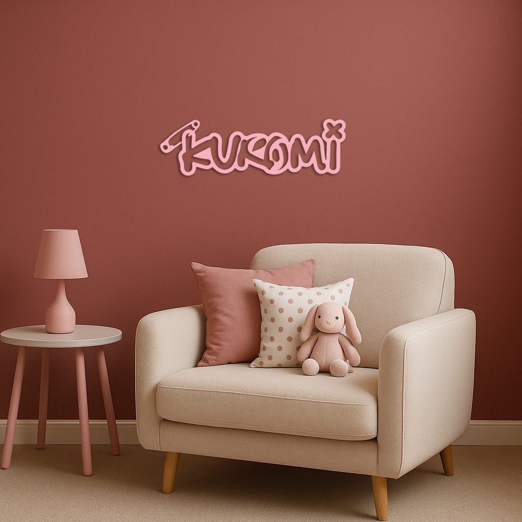 Pink Kuromi Metal Wall Art – Playful Character Typography Decor - KAFGP012 - Tampa Home & Garden Store
