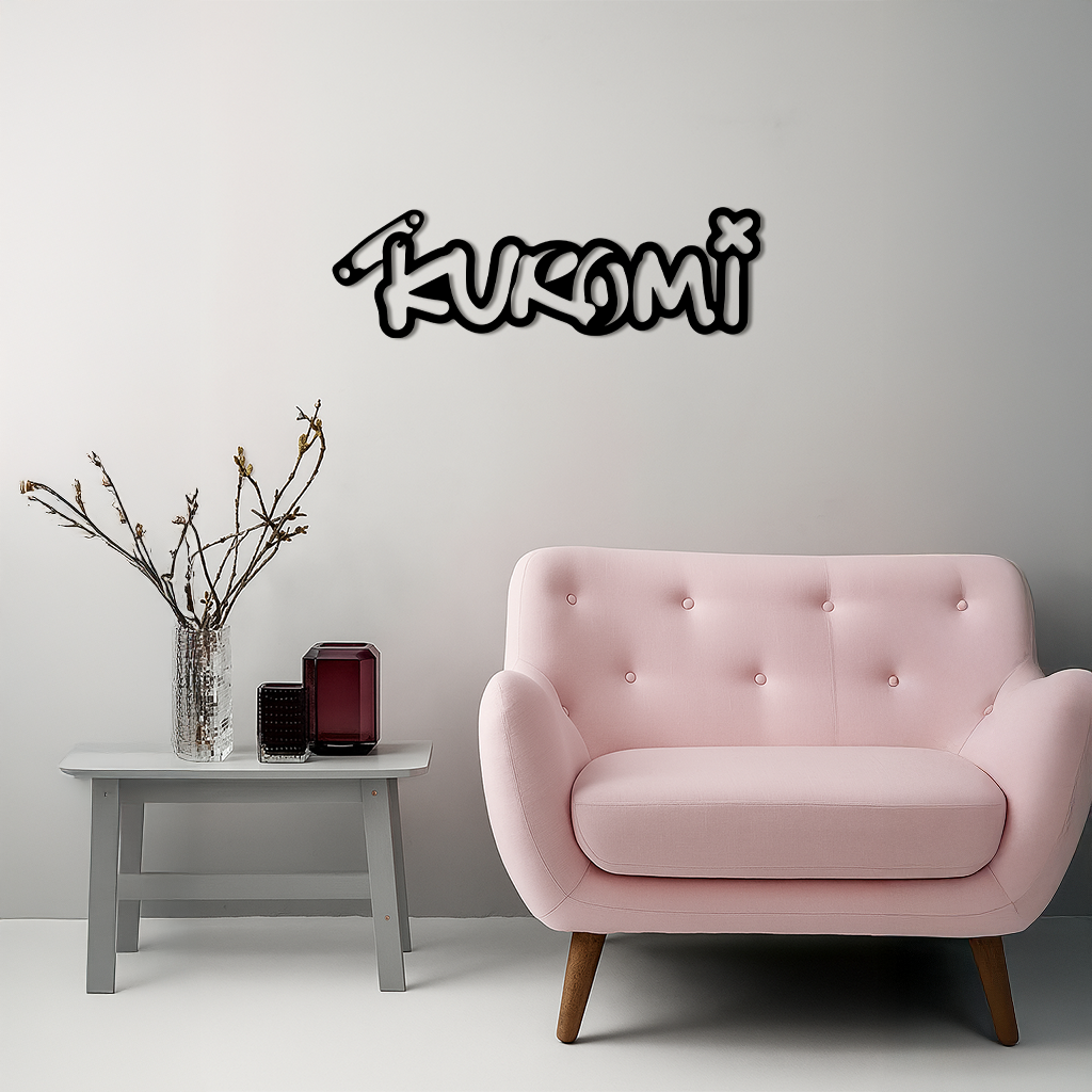 Pink Kuromi Metal Wall Art – Playful Character Typography Decor - KAFGP012 - Tampa Home & Garden Store