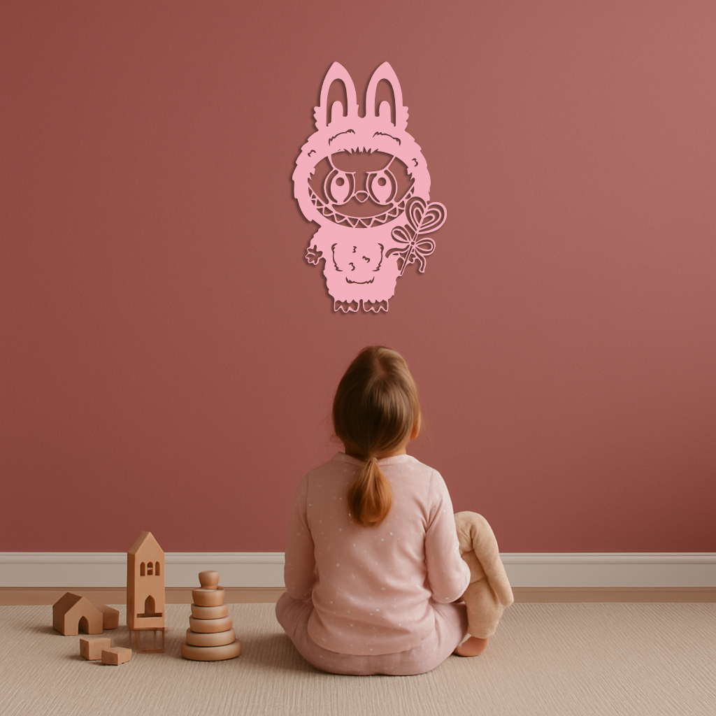 Pink Labubu Metal Wall Art – Playful Character Silhouette Decor - KAFGP008 - Tampa Home & Garden Store