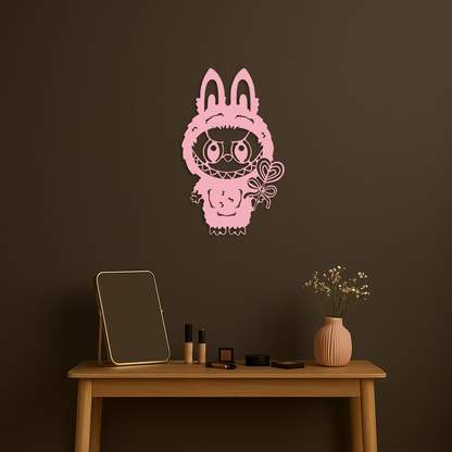 Pink Labubu Metal Wall Art – Playful Character Silhouette Decor - KAFGP008 - Tampa Home & Garden Store