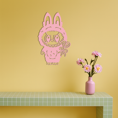 Pink Labubu Metal Wall Art – Playful Character Silhouette Decor - KAFGP008 - Tampa Home & Garden Store