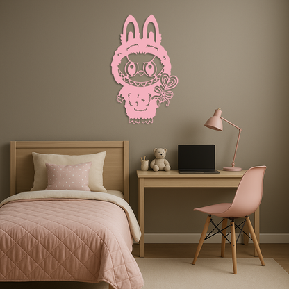 Pink Labubu Metal Wall Art – Playful Character Silhouette Decor - KAFGP008 - Tampa Home & Garden Store