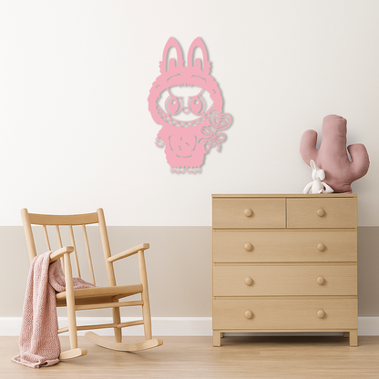 Pink Labubu Metal Wall Art – Playful Character Silhouette Decor - KAFGP008 - Tampa Home & Garden Store