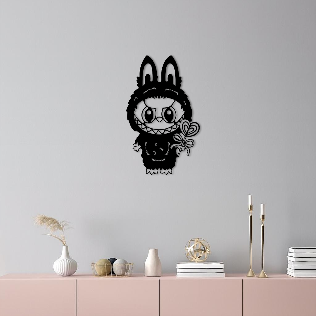 Pink Labubu Metal Wall Art – Playful Character Silhouette Decor - KAFGP008 - Tampa Home & Garden Store