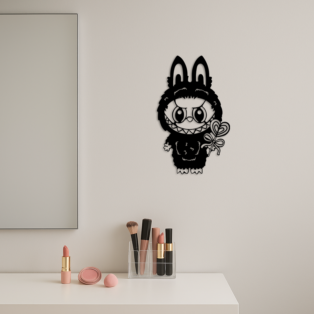 Pink Labubu Metal Wall Art – Playful Character Silhouette Decor - KAFGP008 - Tampa Home & Garden Store