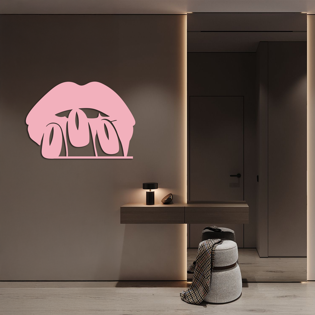 Pink Lips Metal Wall Art – Modern Glam Lip Design - KAFGP153 - Tampa Home & Garden Store