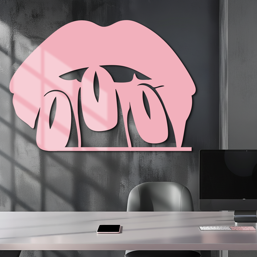 Pink Lips Metal Wall Art – Modern Glam Lip Design - KAFGP153 - Tampa Home & Garden Store