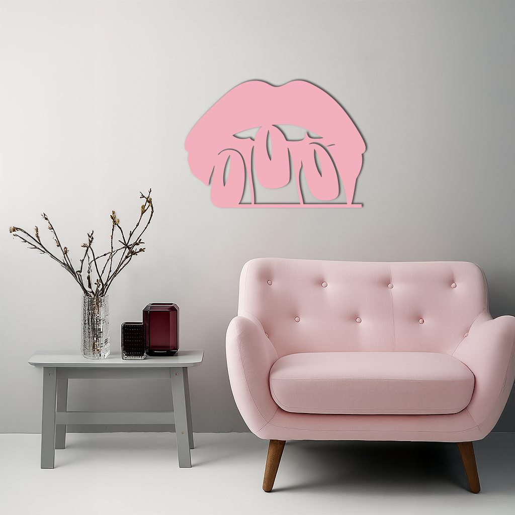 Pink Lips Metal Wall Art – Modern Glam Lip Design - KAFGP153 - Tampa Home & Garden Store