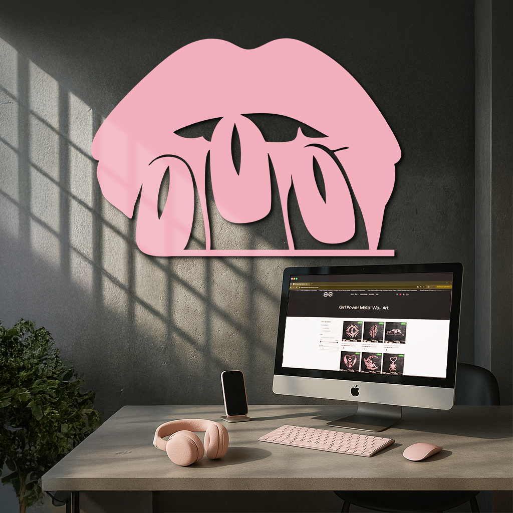 Pink Lips Metal Wall Art – Modern Glam Lip Design - KAFGP153 - Tampa Home & Garden Store