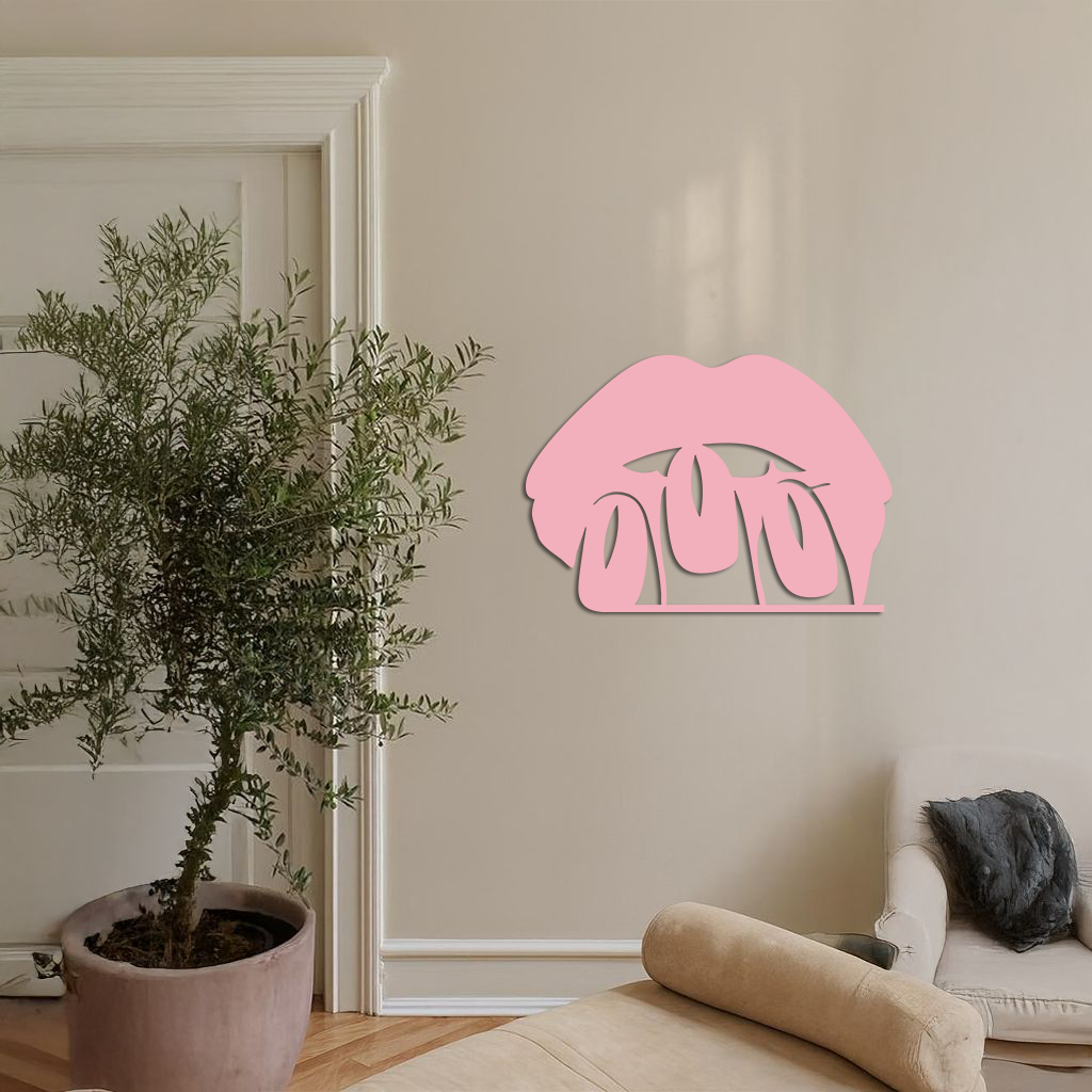 Pink Lips Metal Wall Art – Modern Glam Lip Design - KAFGP153 - Tampa Home & Garden Store